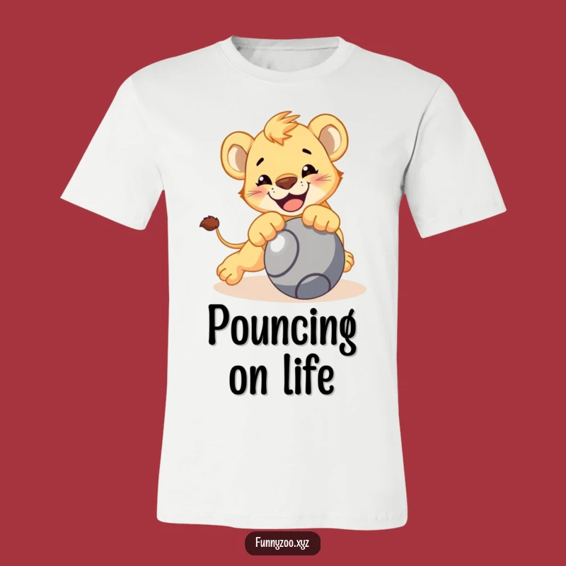 Funny Lion Cub Pouncing T-Shirt, Playful Big Cat Tee, Awesome Funny Gift Idea