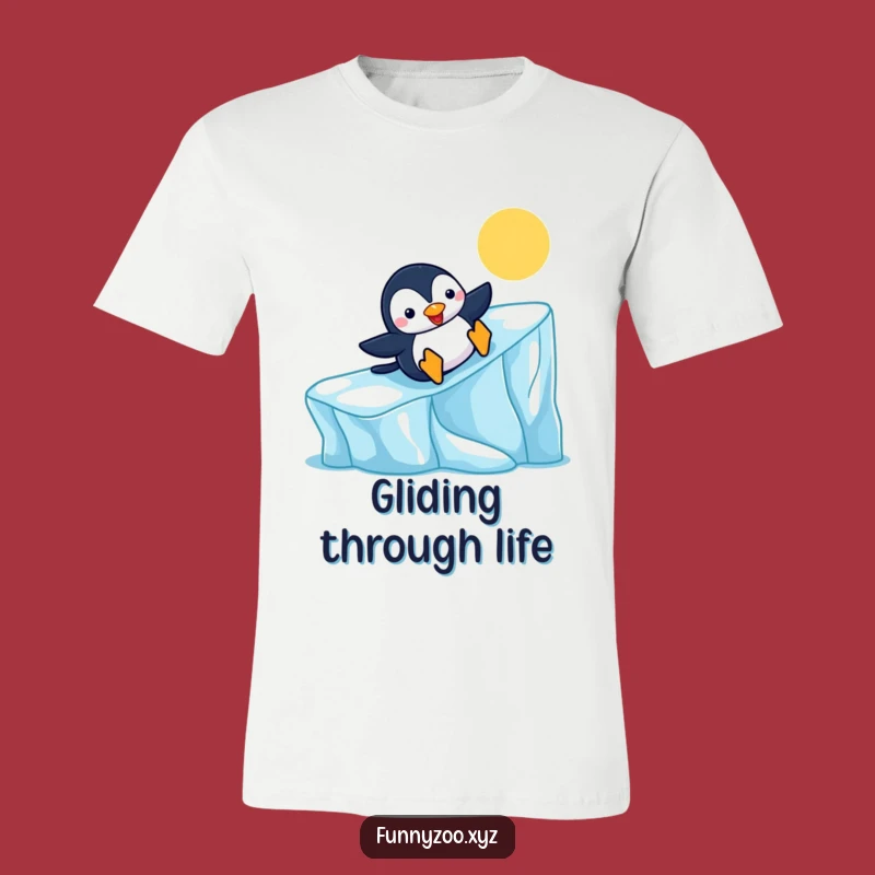 Funny Penguin Slide Tee - Cheerful Arctic Fun Shirt, Great Funny Gift!