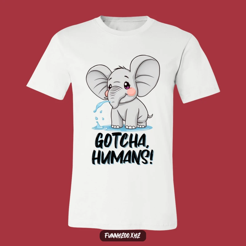Wear your surprise and your love for elephants with this funny t-shirt! Featuring an elephant with huge ears spraying water, it’s a guaranteed conversation starter.