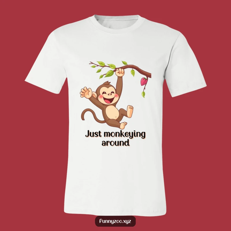 Funny Monkey Swinging T-Shirt - Comical Cartoon Apparel, Perfect for a Laugh