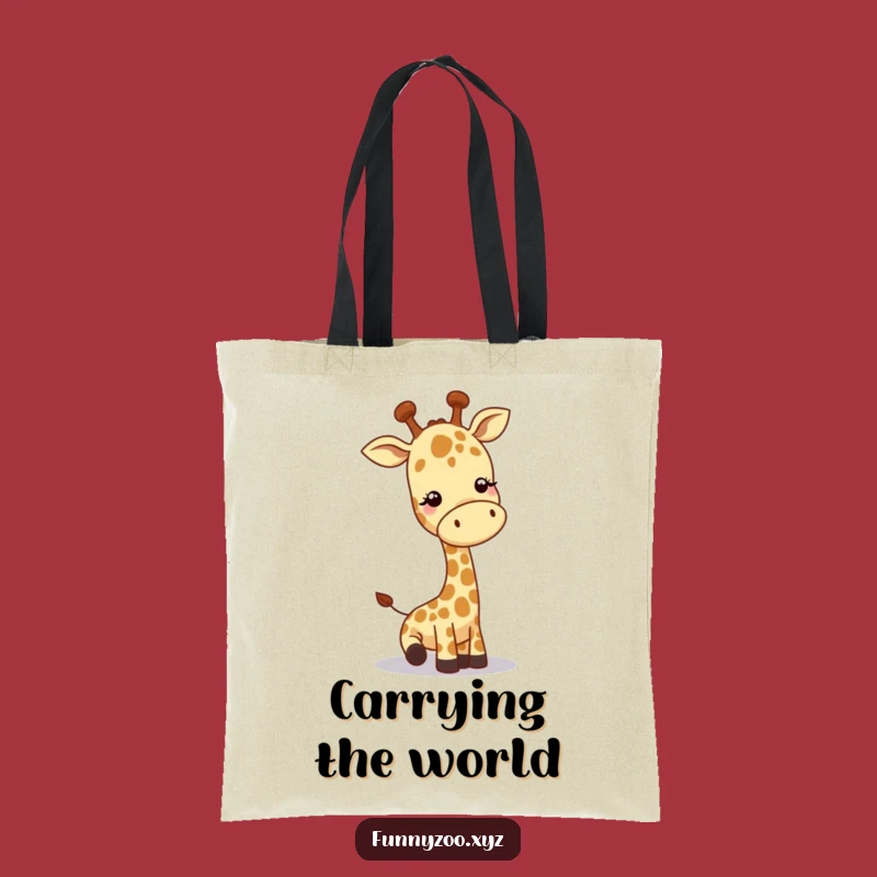 Funny Giraffe Greeting Tote Bag, Playful Animal Canvas Bag, Eco-Friendly Funny Gift
