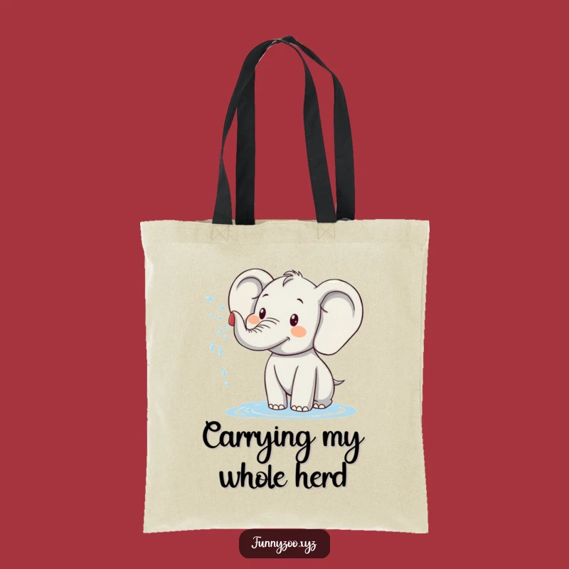 Funny Elephant Tote Bag: Playful Water Spray Art, Perfect Humorous Shopping Gift