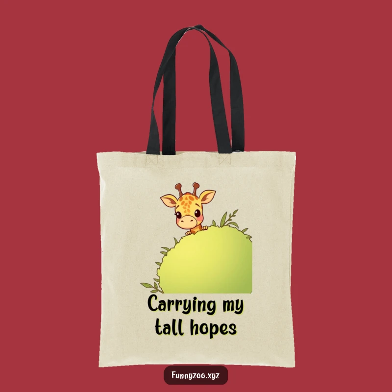 Funny Giraffe Peeking Tote Bag - Quirky Cartoon Bush Accessory, Ideal Gift