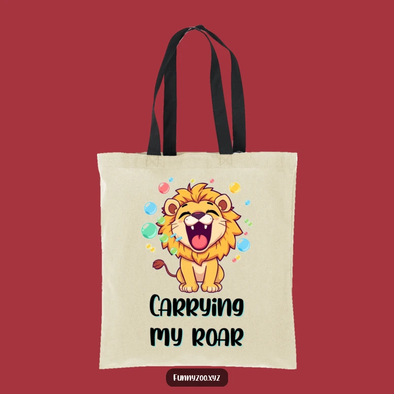 Funny Lion Bubbles Tote Bag: Playful Roar Carry-All, Unique Funny Gift