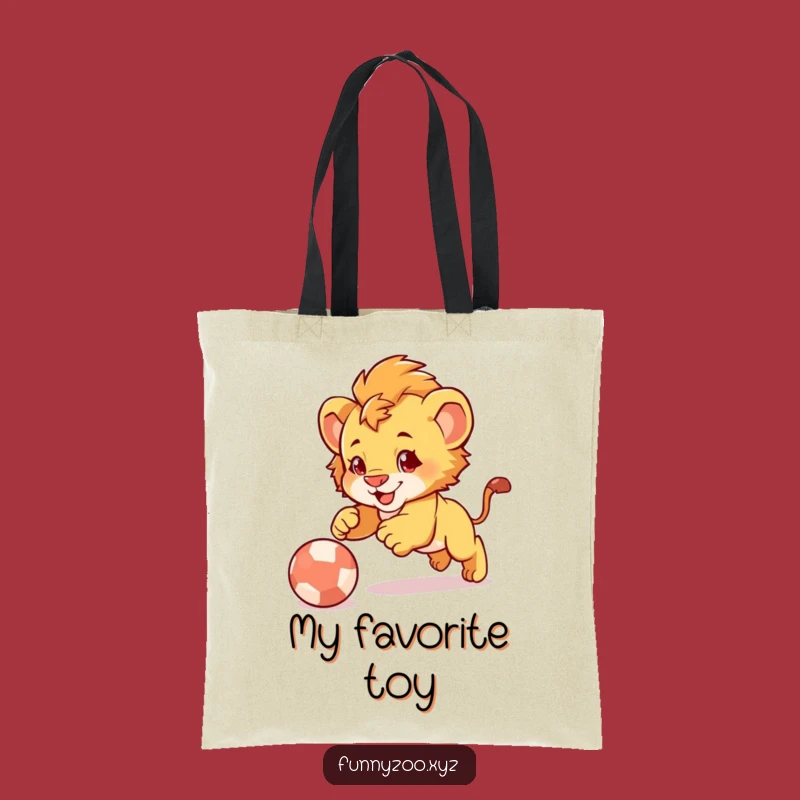 Funny Lion Cub Pounce Tote Bag: Playful Cub Ball, Stylish Funny Gift