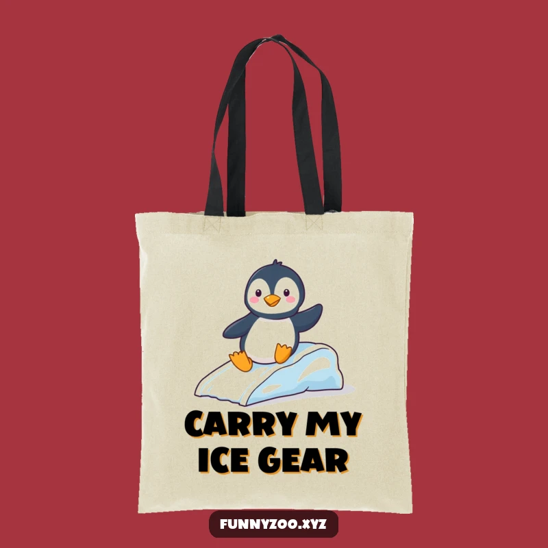 Funny Penguin Slide Tote Bag: Carry Winter Fun with This Arctic Bag!