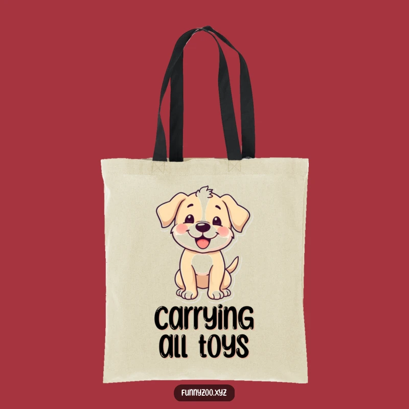 Funny Puppy Wagging Tote Bag, Happy Dog Bag, Eco-Friendly Funny Gift