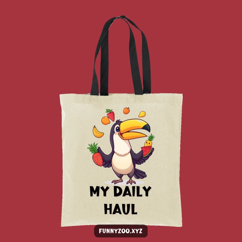 Funny Toucan Juggler Tote Bag: Fruit Juggling Bird, Stylish Funny Gift