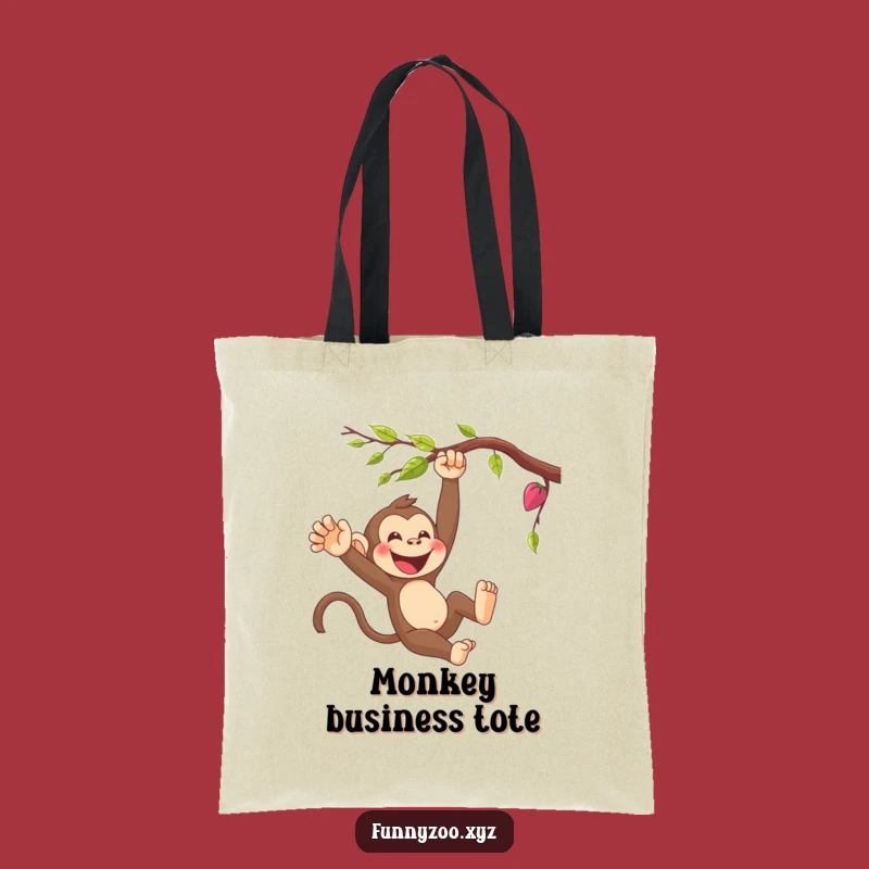 Funny Monkey Swinging Tote Bag - Durable Cartoon Carryall, Perfect for Errands