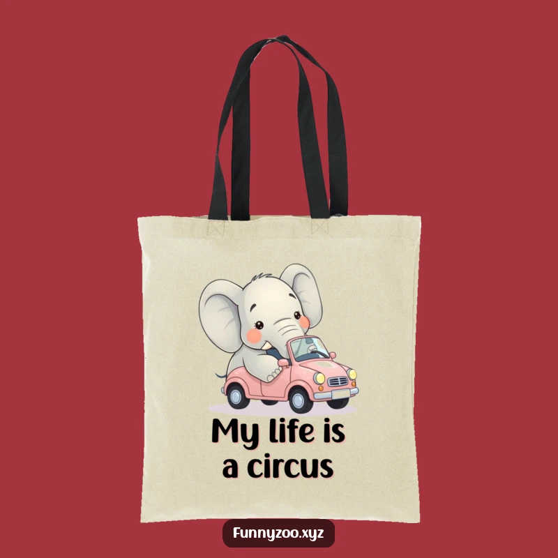 Funny Elephant Car Struggle Tote Bag - Durable and Hilarious Animal Gift